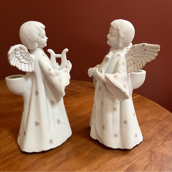 Schmid Bros Angel Harp Candleholders Set - Picture 6 of 9